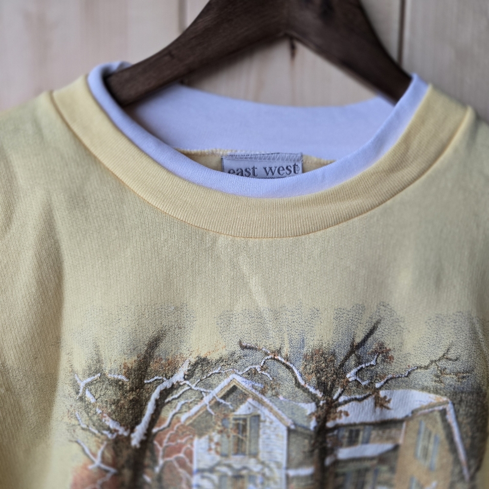 Vintage East Coast Plus Crewneck Yellow White Womens 3X - Picture 4 of 7